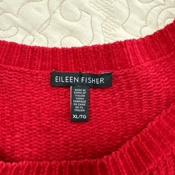 Eileen Fisher Vibrant Red Organic Cotton Sweater Sz XL - Picture 3 of 5